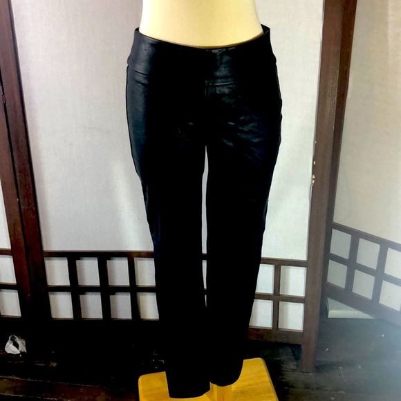 Princess Vera Wang self face faux leather legging sz 5 exposed gold back zipper - Picture 2 of 12